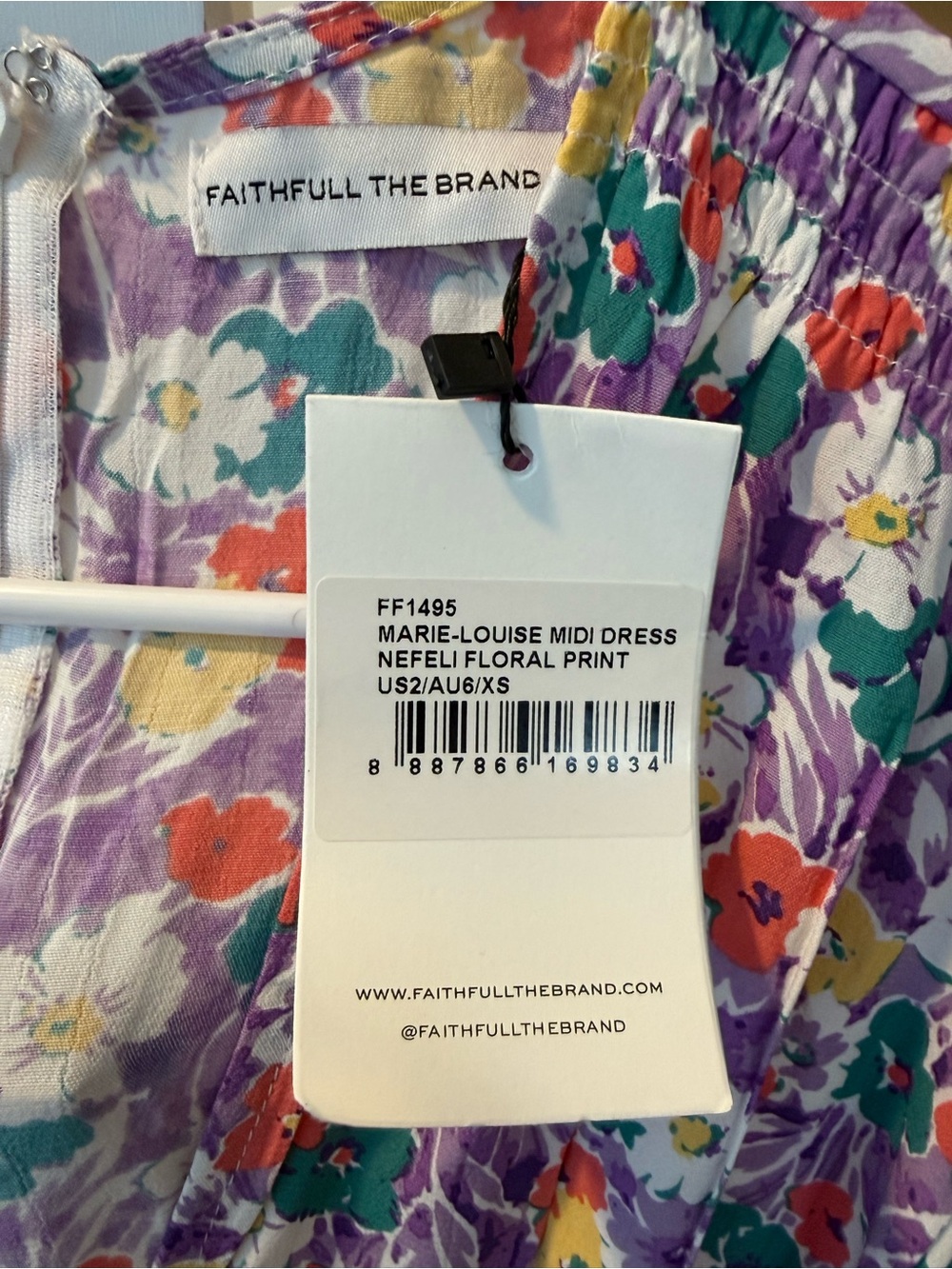 Faithfull the Brand Purple Floral Puff-Sleeve Midi Dress - Picture 4 of 8